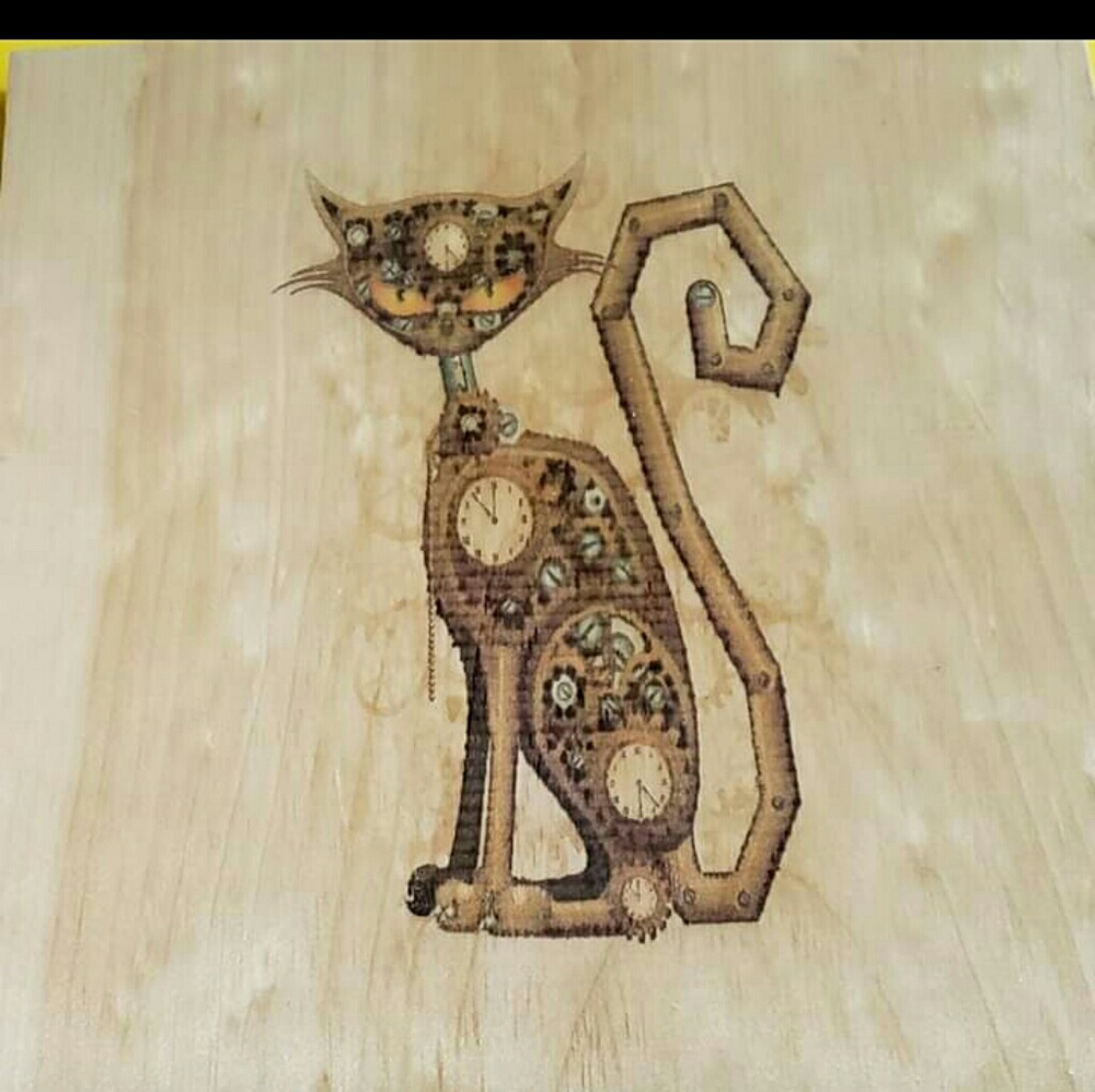 Steampunk themed cat wall hanger